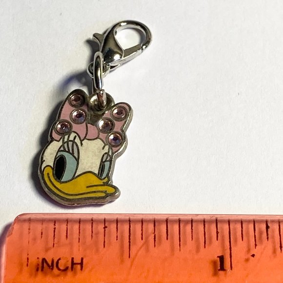 Vintage Disney Daisy Duck Charm Clip On For Bracelet Zipper Pull Purse Crystals - Picture 6 of 7